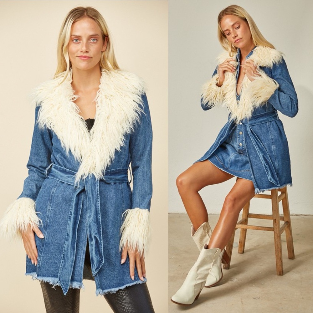 Too Cool For School Belted Denim Pennylane Coat - Picture 3 of 4